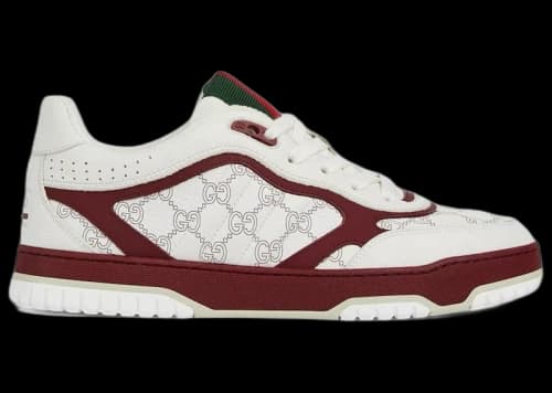 Gucci Re-Web Sneaker White Rosso Ancora GG Pebbled Leather