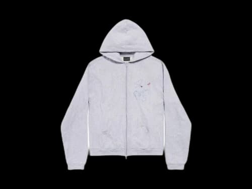 Balenciaga Music Britney Spears Series Zip-Up Hoodie Regular Fit Light Grey/Pink