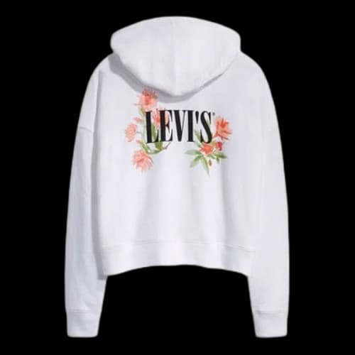 Levi's Zipper Embroidered Hoodie White (Women's)