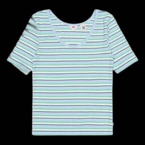 LEVI'S Levis Stripe Round Neck Short Sleeve Blue