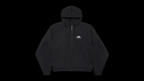 Balenciaga 3B Sports Icon Zip-Up Hoodie Black/White