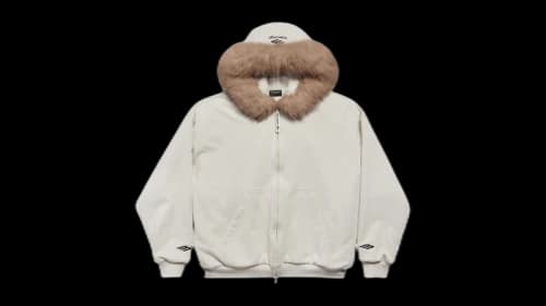Balenciaga Women's Fluffy Zip-Up Fleece Hoodie Chalky White