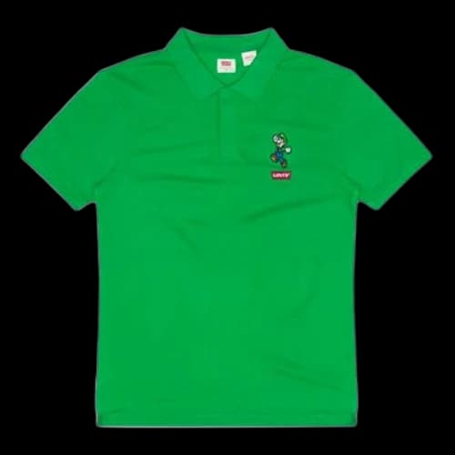 LEVI'S Levis x SUPER MARIO Crossover Cartoon Embroidered Short Sleeve Polo Shirt Green