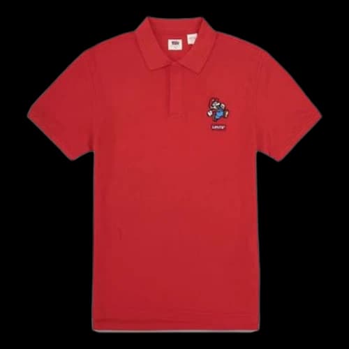 LEVI'S Levis x SUPER MARIO Crossover Cartoon Short Sleeve POLO Red Polo Shirt
