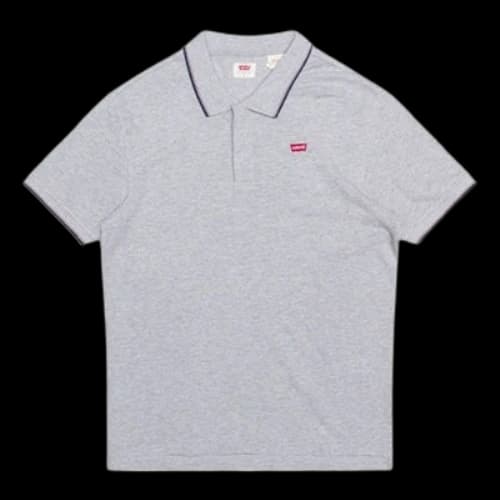 LEVI'S Levis Logo Contrasting Colors Loose Short Sleeve POLO Gray Polo Shirt
