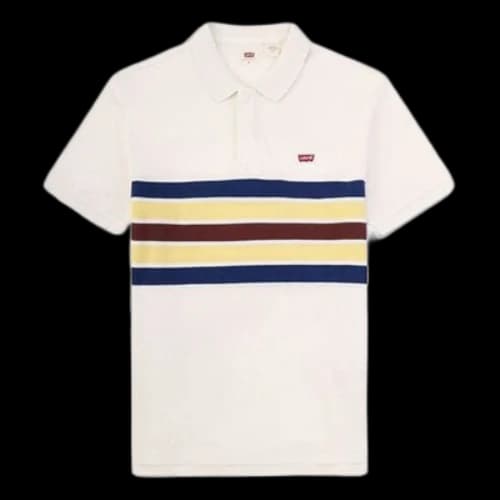 To Be Defined Levis Short Sleeve Stripe Polo Shirt White