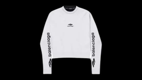 Balenciaga Women's 3B Sports Icon Cropped Crewneck White/Black