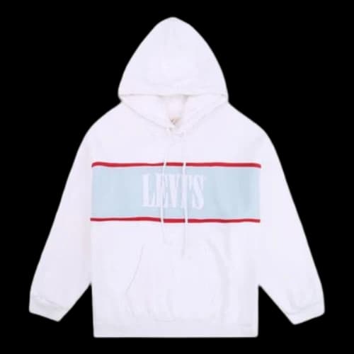 Levi's Logo Printing Plus Fleece Hoodie White (Women's)