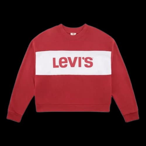 Levi's Loose Alphabet Printing Colorblock Round Neck Hoodie Red (Women's)