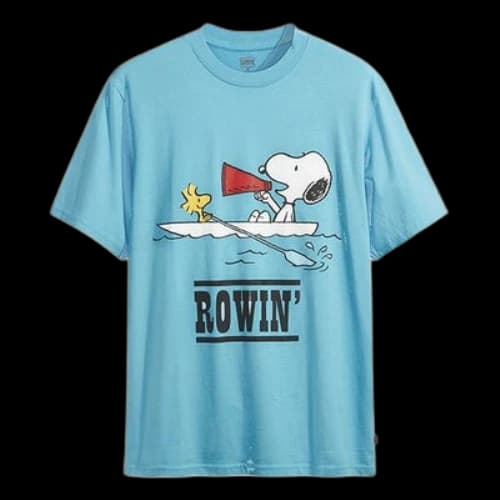 Levis Peanuts Crossover Cartoon Printing Short Sleeve Pullover Short Sleeve Blue