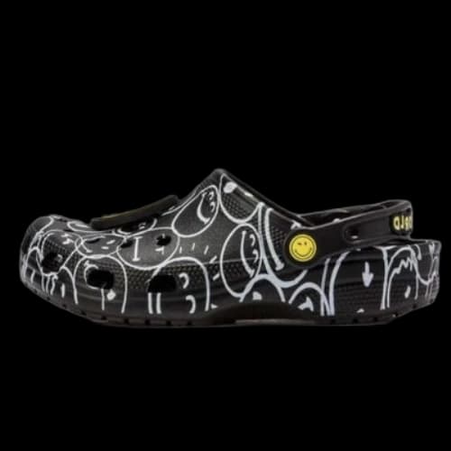 Crocs Smiley World Classic Clogs 'Black White Yellow' (Women's)