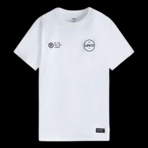 LEVI'S Levis Round Neck Pure Cotton Alphabet Printing Short Sleeve White