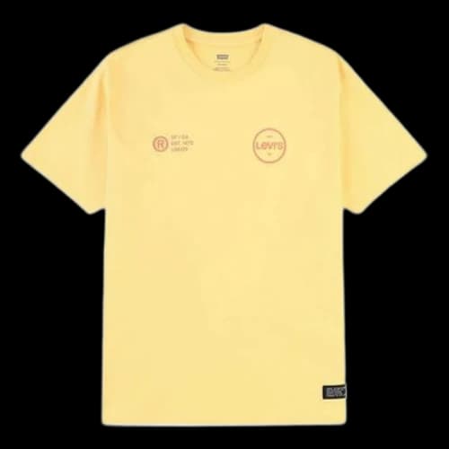 To Be Defined Levis Round Neck Alphabet Printing Short Sleeve Yellow