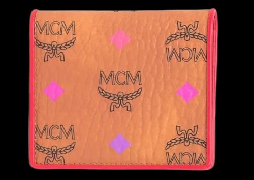 MCM Spectrum Diamond Visetos Card Case Wallet Cognac