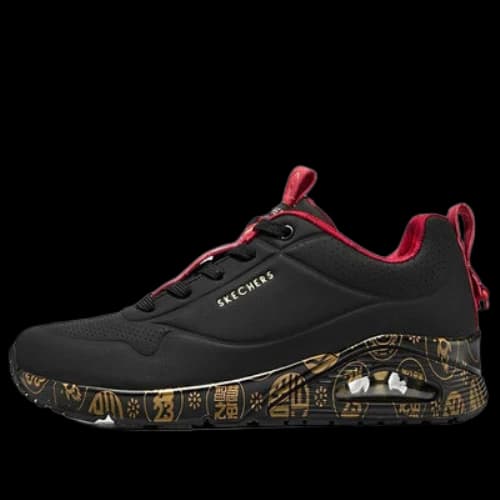 Skechers 2023 Year of the Rabbit Uno Celebrat-Airy Athletic Sneakers 'Black Red Gold' (Women's)