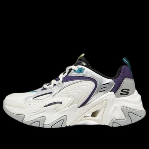 Skechers D'Lites Stamina Shoes 'White Silver Purple' (Women's)
