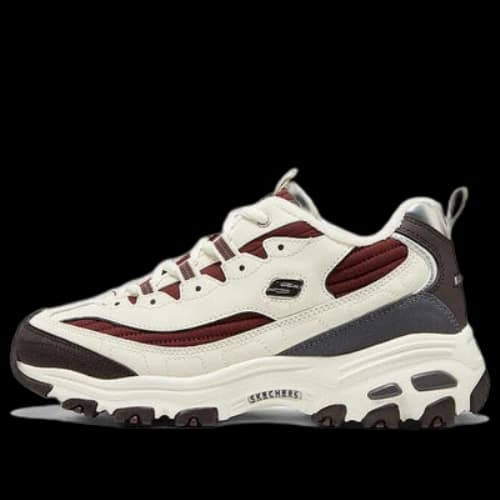 Skechers D'Lites Zip Along Shoes 'White Burgundy Grey' (Women's)