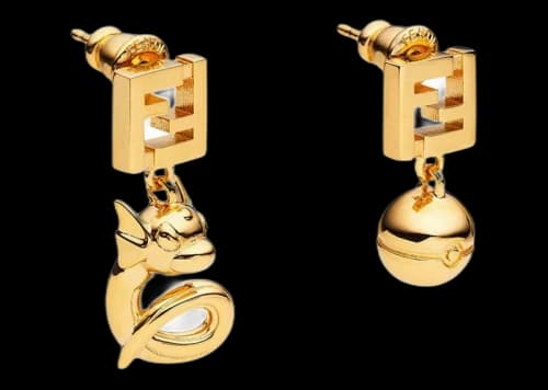 Fendi x FRGMT Metal Earrings Gold