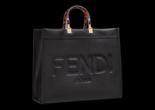 Fendi Sunshine Large Black Leather Shopper Black