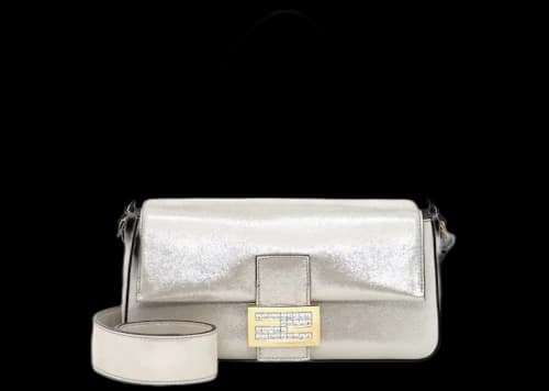 Fendi Baguette Re-Edition in Platinum-Color Leather Ivory