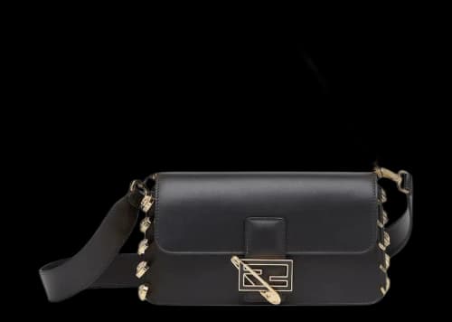 Fendi Fendace Baguette Brooch Black