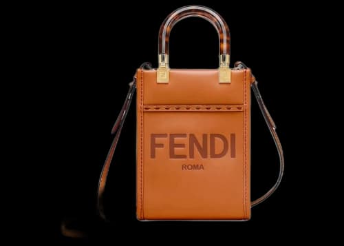 Fendi Mini Sunshine Shopper Dark Brown