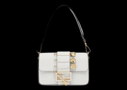 Fendi Fendace Brooch Mini Baguette White
