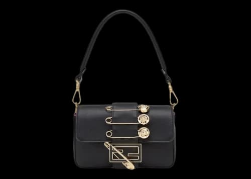 Fendi Fendace Brooch Mini Baguette Black