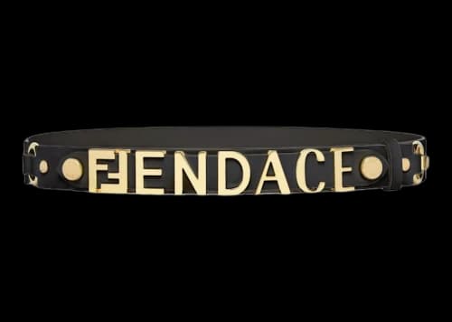 Fendi Fendace Leather Logo Belt Black