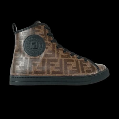 Fendi FF Fabric Leather High 'Brown Logo Print' (Women's)
