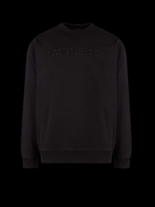 Moncler Man Cotton Embroidered Logo Sweatshirt Black