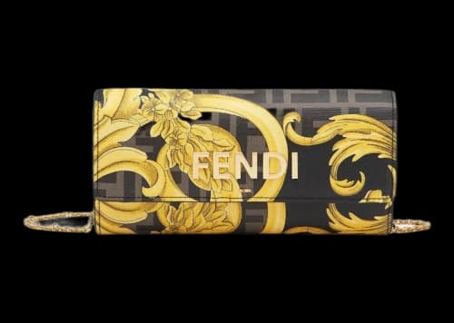 Fendi Fendace Continental With Chain Black