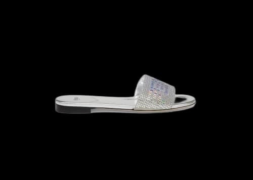 Fendi by Marc Jacobs Signature Slides Silver Leather