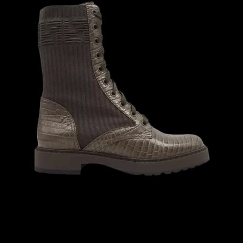 Fendi FF Rockoko Biker Boot 'Brown Croc' (Women's)