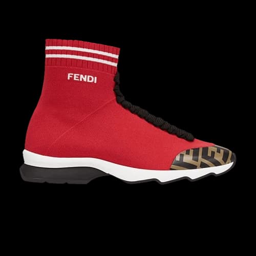 Fendi FF Motif Fabric Sneaker Mid 'Red' (Women's)