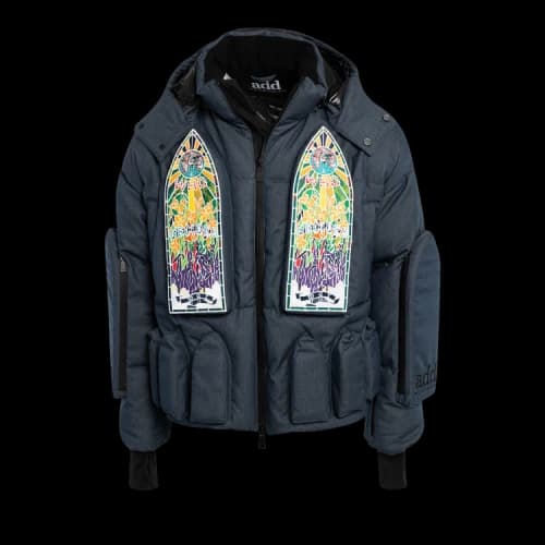 Who Decides War x Add Skiwear Down Bomber With Detachable Hood 'Denim'