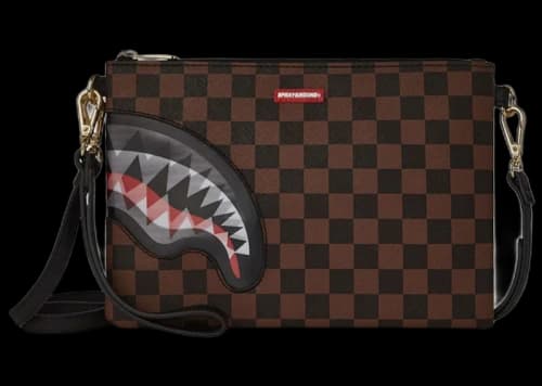 Sprayground Sharks In Paris Lenticular Champ Crossover Clutch Brown Checker