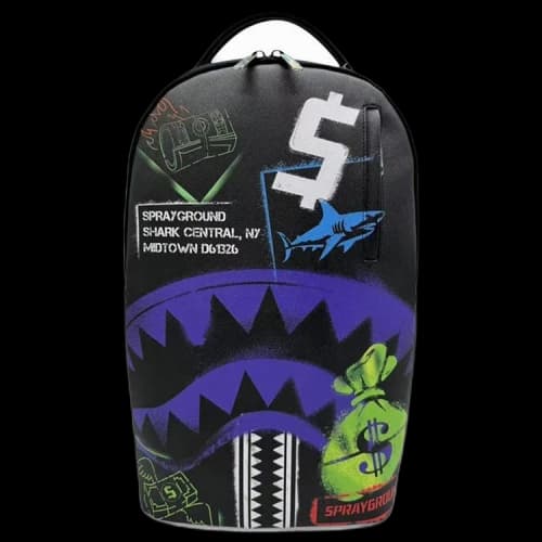 Sprayground Shark Central Stencils DLXSV Backpack Black/Purple