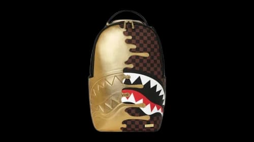 Sprayground Sharks In Paris Gold Backpack Brown/Gold