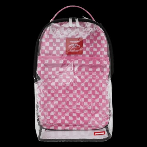 Sprayground Clear Checked Out DLX Backpack 'Pink Drip'