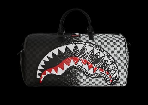 Sprayground Scribble Dribble Check Duffle Bag Black/White