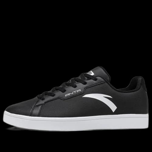 ANTA Leather Skateboarding Shoes 'Black White'
