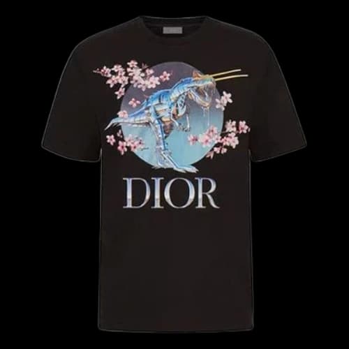 DIOR x Sorayama Dinosaur Print Tee M Black