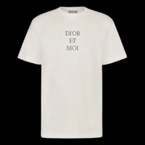 DIOR Alphabet Pattern Short Sleeve Unisex Creamy White