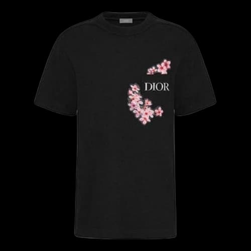 DIOR x (Hajime Sorayama) limited Crossover Sakura Logo Printing Pocket Short Sleeve Unisex Black