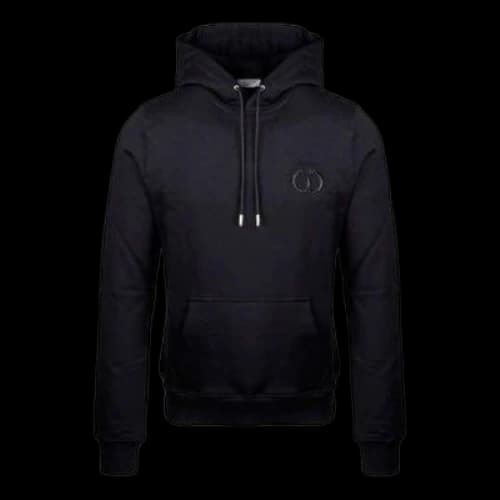 DIOR Plain Letter Cd Logo Cotton Hooded Sweatshirt For Men Black