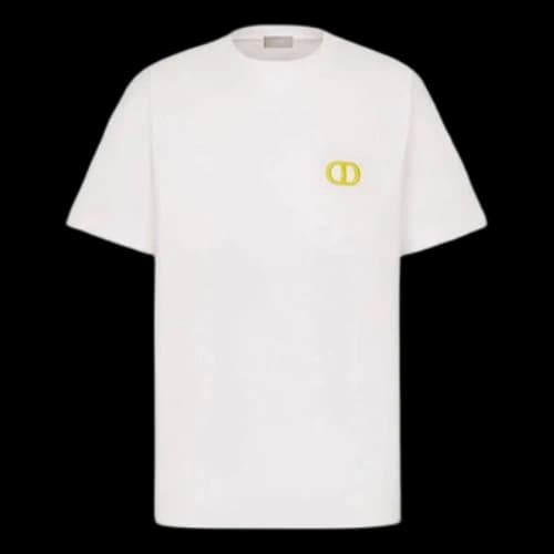 DIOR SS21 Embroidered Logo Pattern Cotton Round Neck Short Sleeve White