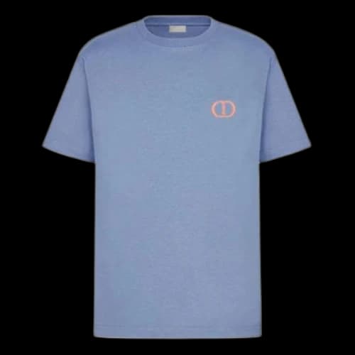 DIOR SS21 Cotton Knit CD Embroidered Short Sleeve Unisex Blue
