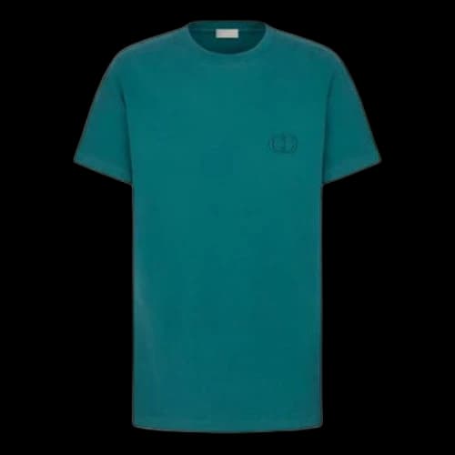 DIOR SS21 Cotton Knit CD Embroidered Short Sleeve Green