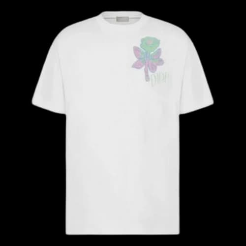 DIOR Rose Embroidered Short Sleeve White